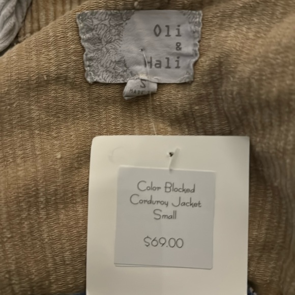 Oli & Hali Mineral Washed Color Block Fitted Corduroy Denim Jacket Raw Hem - Picture 11 of 17